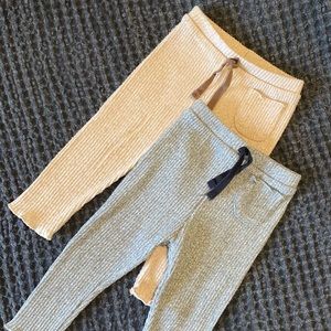 Zara Soft Touch Ribbed Leggings, Sand & Grey, 12-18mo